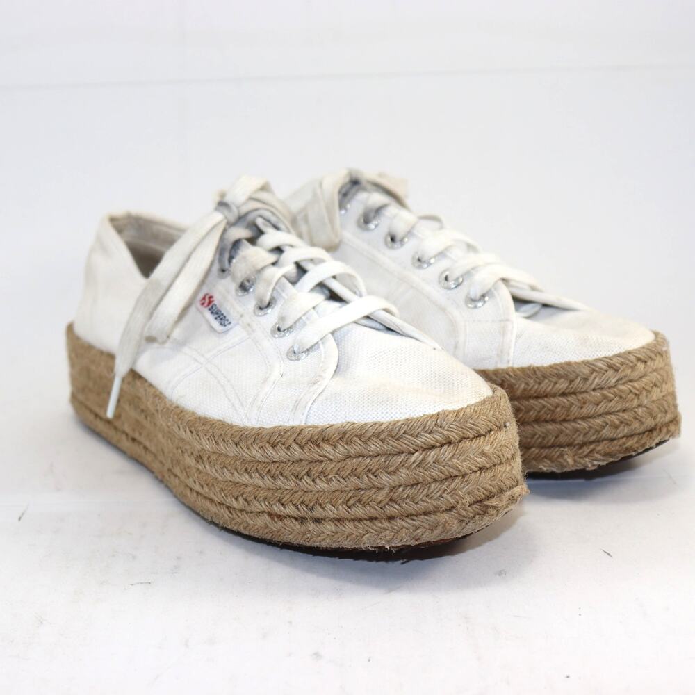 Superga 2790 White Espadrille Platform Sneakers Canvas‎ Women’s 8.5